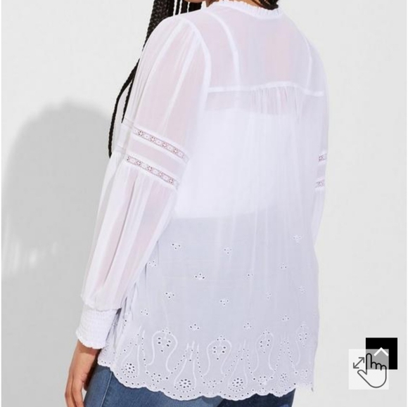 Torrid Chiffon Ruffle Collar Eyelet Embroidered Blouse size 5 - Picture 3 of 4